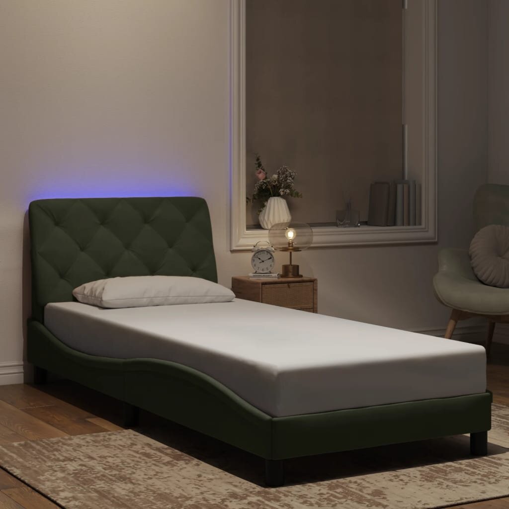 vidaXL Рамка за легло с LED осветление без матрак светлосива 80x200 см кадифе
