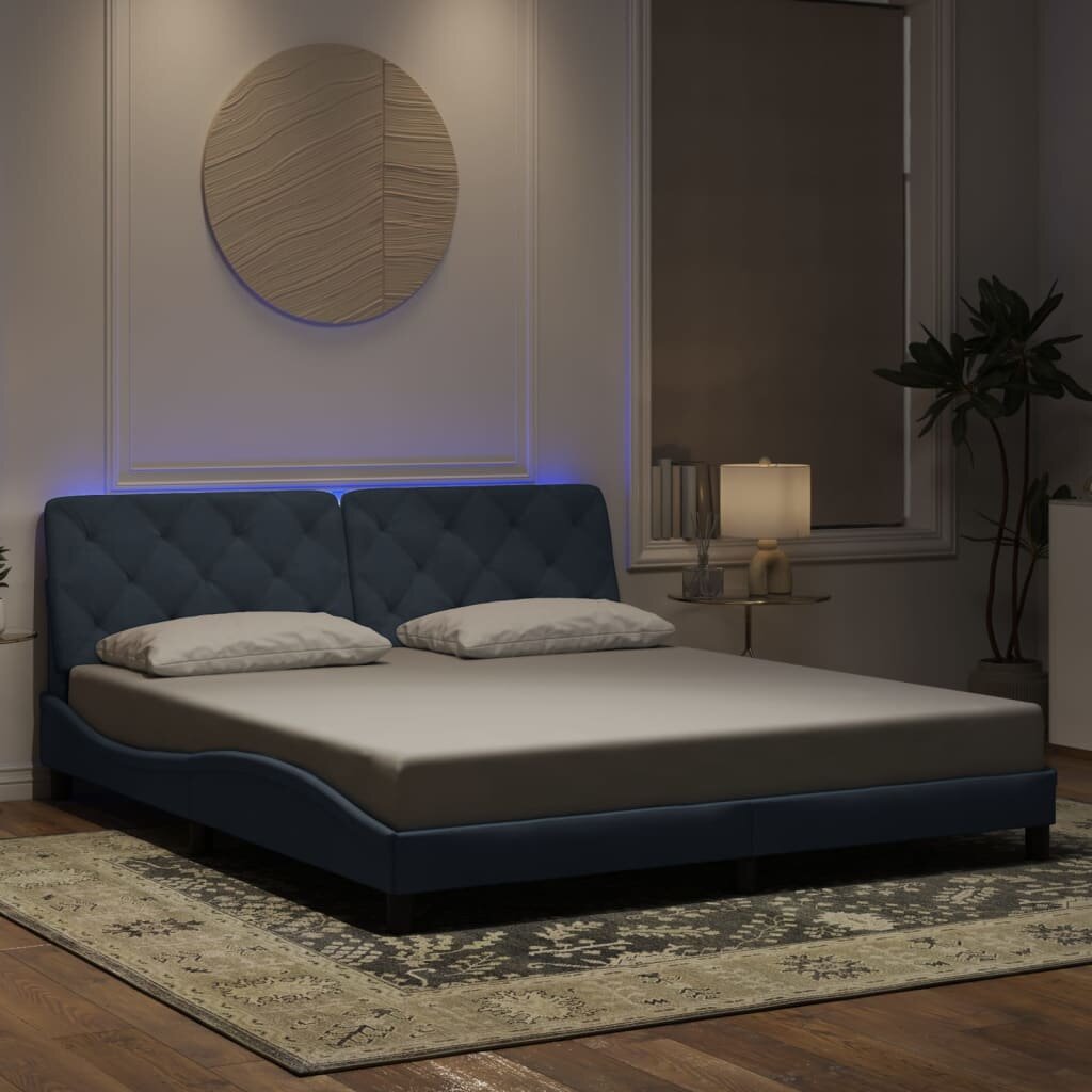 vidaXL Рамка за легло с LED осветление без матрак тъмносива 180x200 см кадифе
