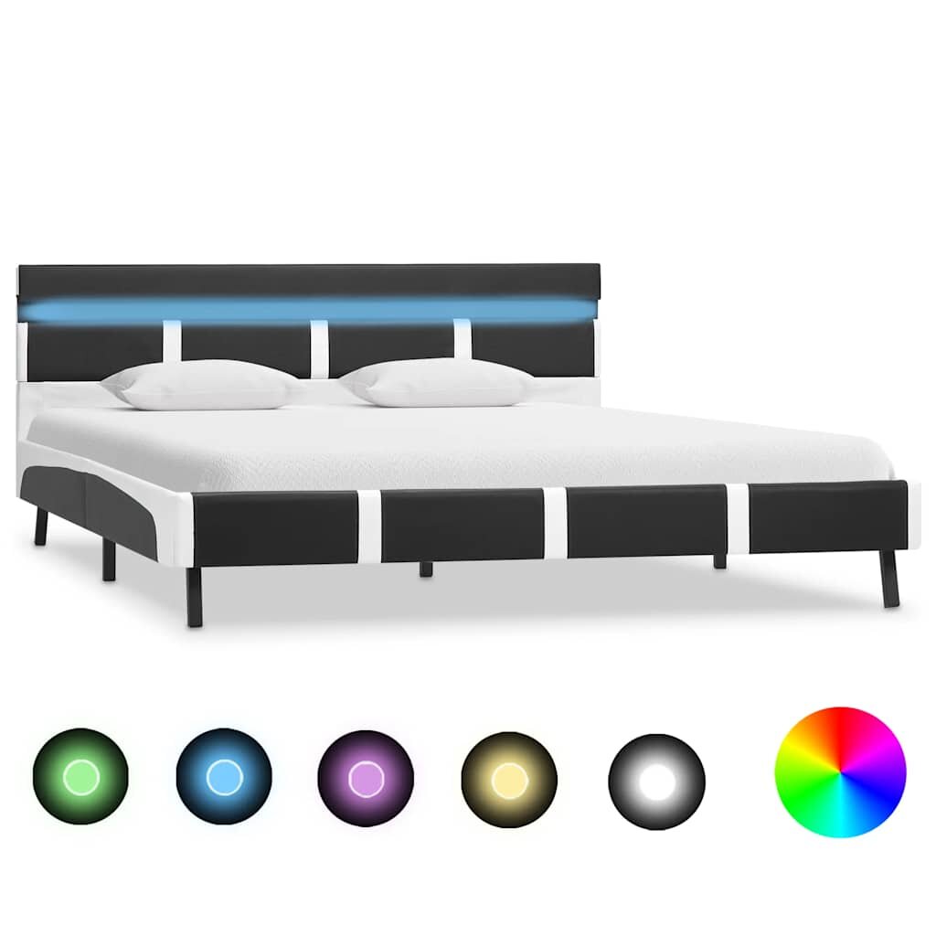 vidaXL Рамка за легло с LED сива изкуствена кожа 120x200 cм