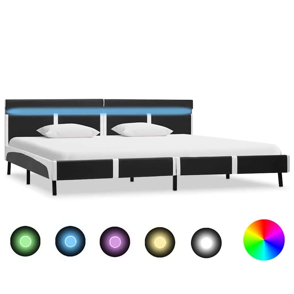 vidaXL Рамка за легло с LED сива изкуствена кожа 180x200 cм