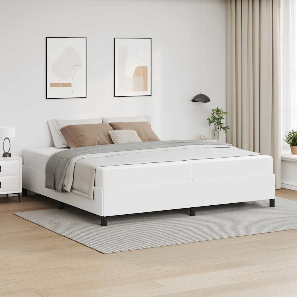 vidaXL Рамка за легло с матрак Бяло 200 x 200 cm текстил