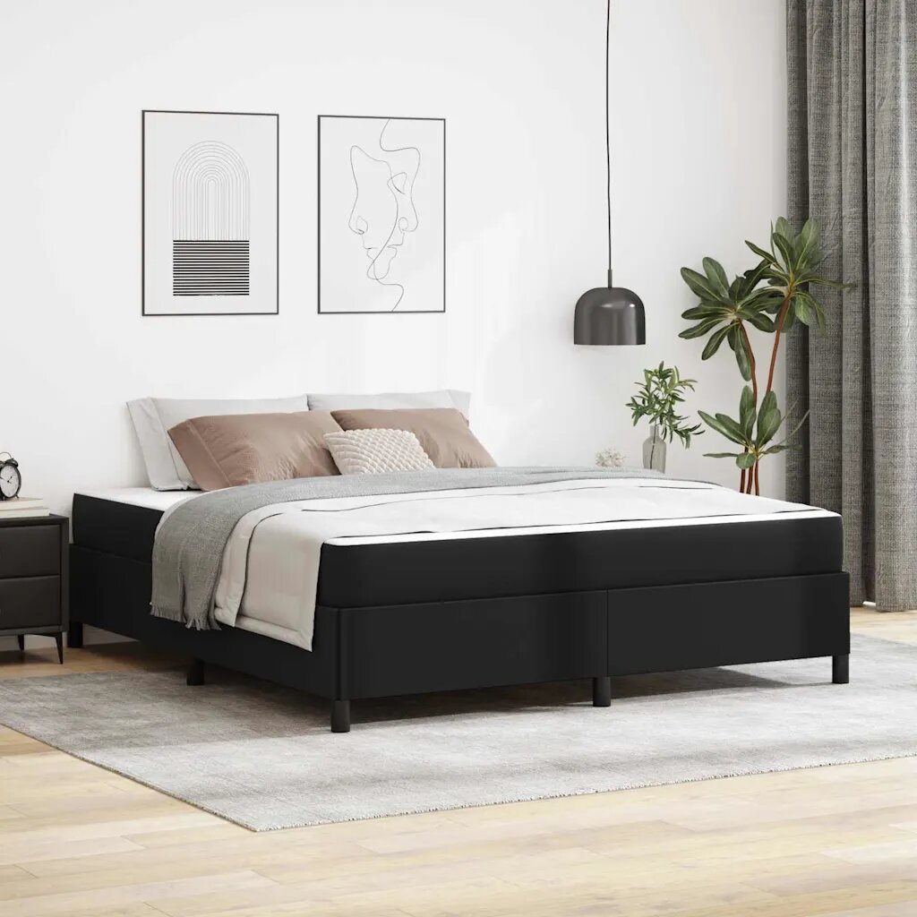 vidaXL Рамка за легло с матрак Черно 180 x 200 cm текстил