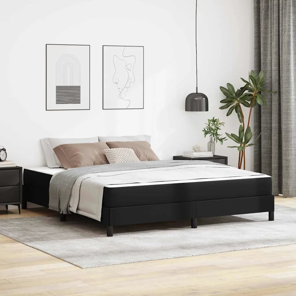 vidaXL Рамка за легло с матрак Черно 180 x 200 cm текстил