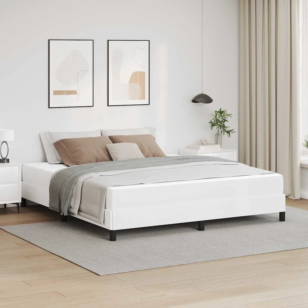 vidaXL Рамка за легло с матрак Чисто бяло 180 x 200 cm текстил