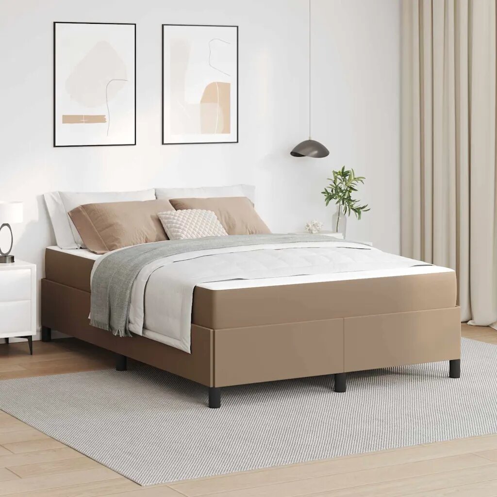 vidaXL Рамка за легло с матрак Капучино 140 x 190 cm текстил