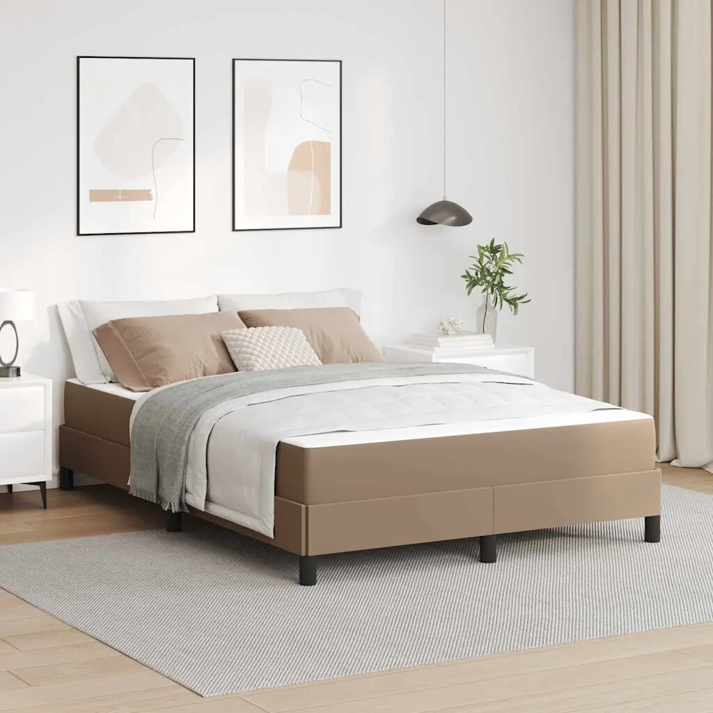 vidaXL Рамка за легло с матрак Капучино 140 x 190 cm текстил