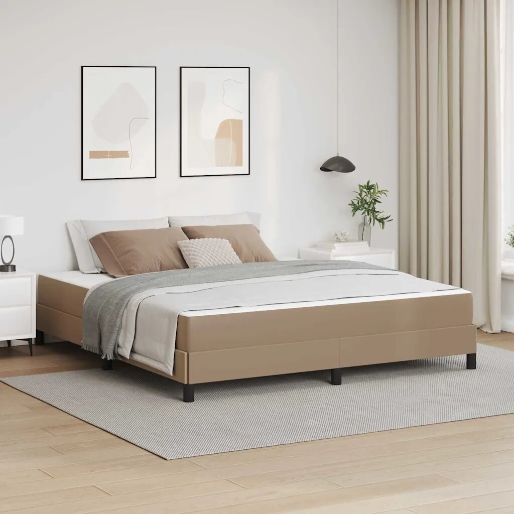 vidaXL Рамка за легло с матрак Капучино 180 x 200 cm текстил