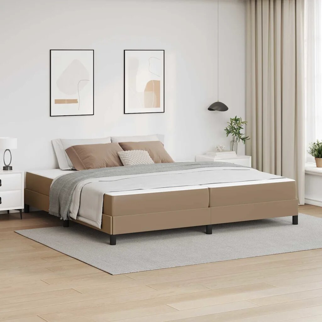 vidaXL Рамка за легло с матрак Капучино 200 x 200 cm текстил
