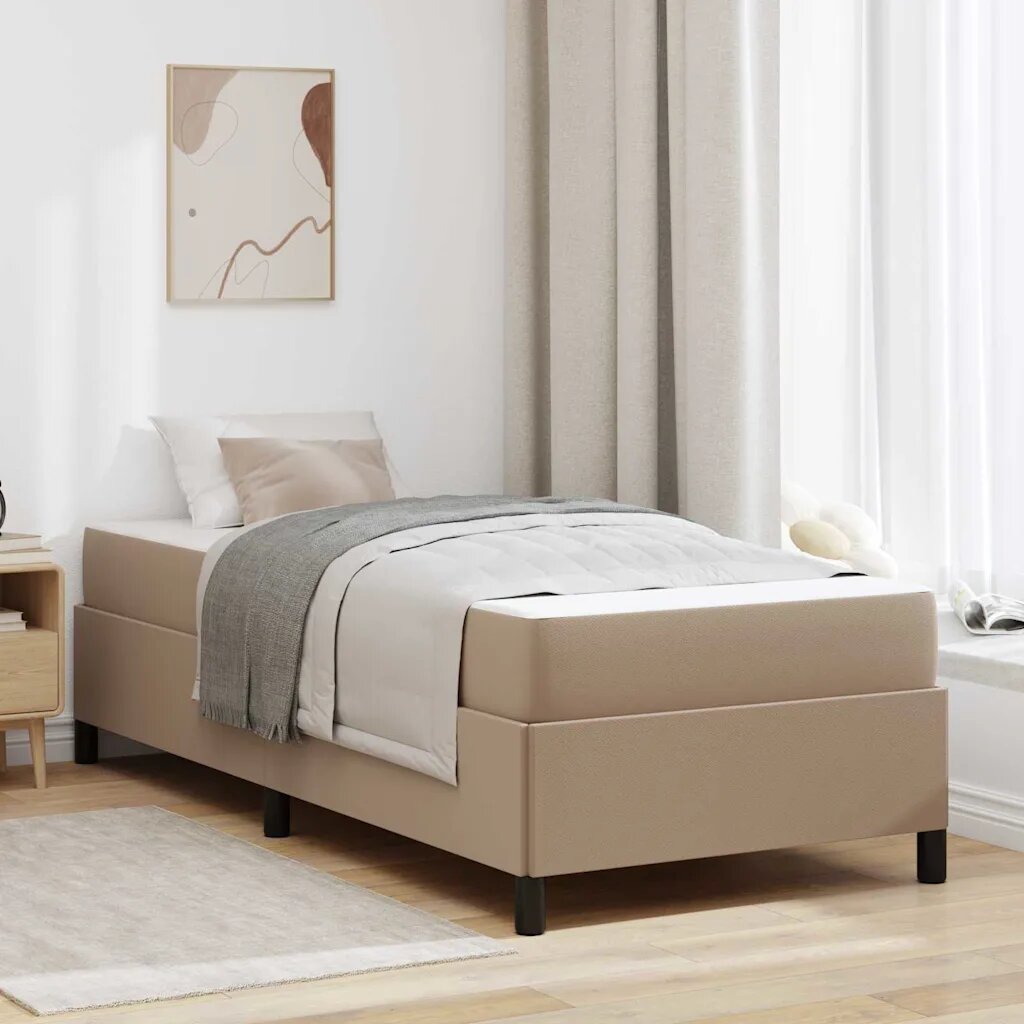 vidaXL Рамка за легло с матрак Капучино 90 x 190 cm текстил