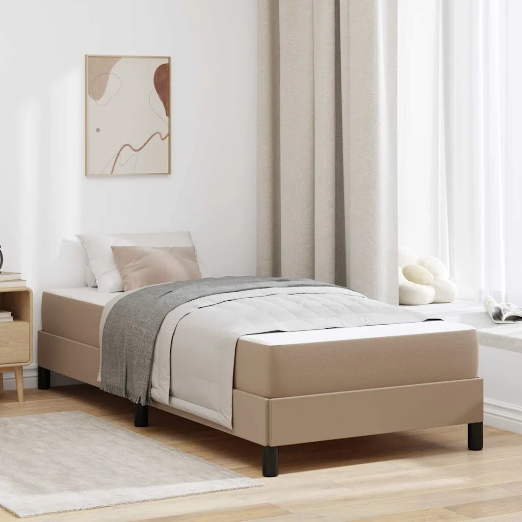 vidaXL Рамка за легло с матрак Капучино 90 x 200 cm текстил
