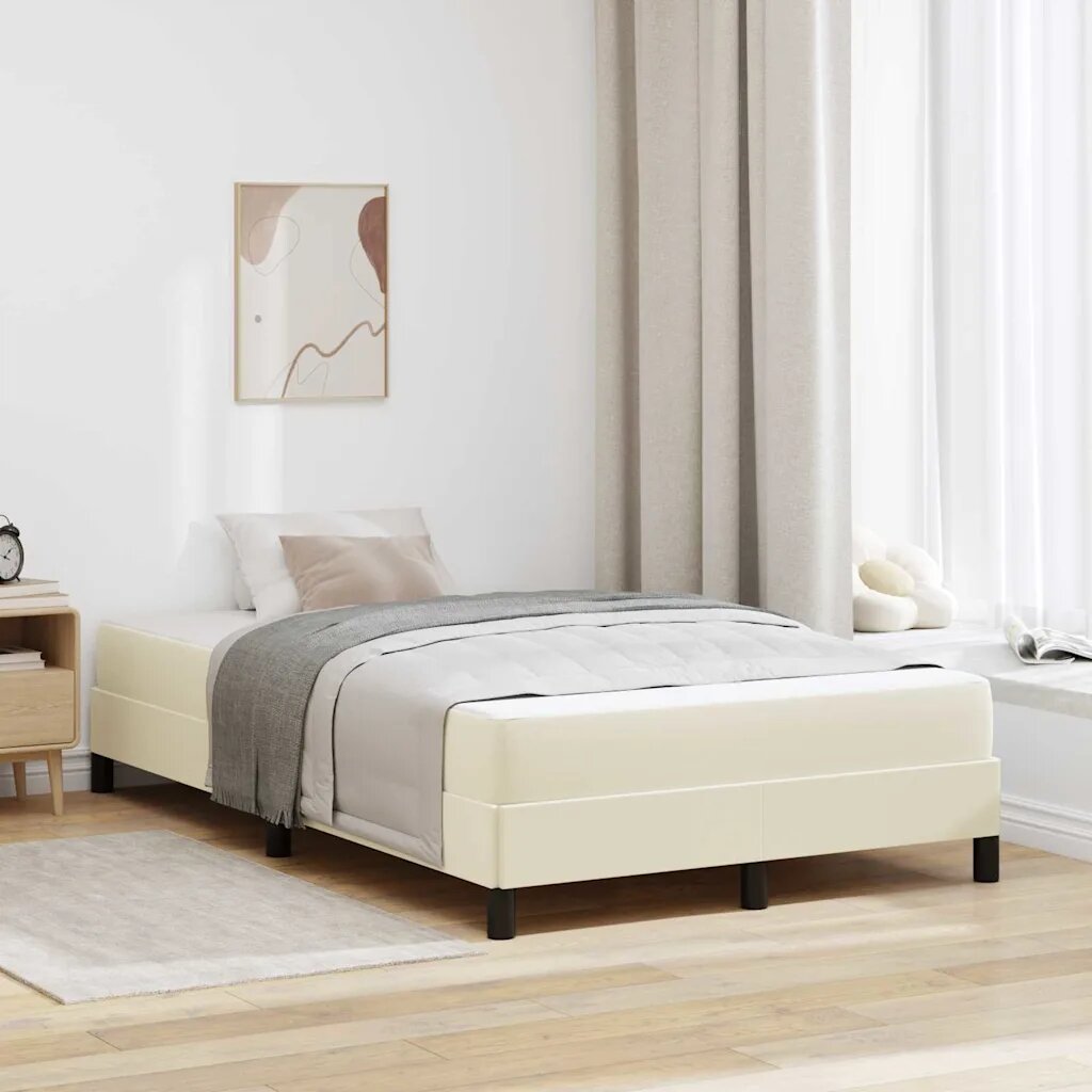 vidaXL Рамка за легло с матрак Крем 120 x 200 cm текстил