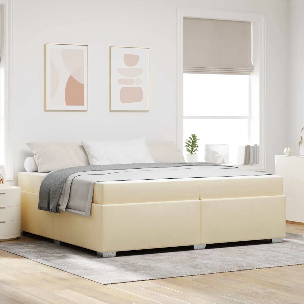 vidaXL Рамка за легло с матрак Крем 200 x 200 cm текстил