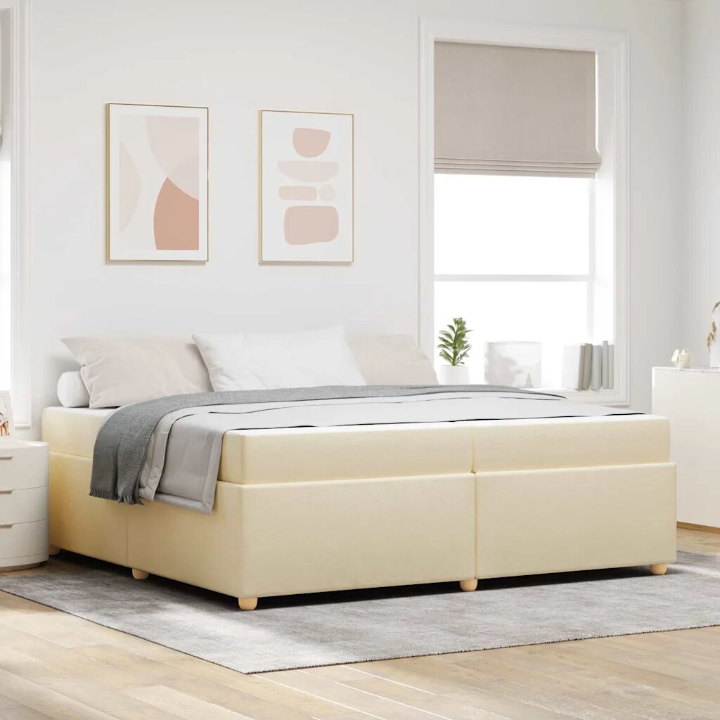 vidaXL Рамка за легло с матрак Крем 200 x 200 cm текстил