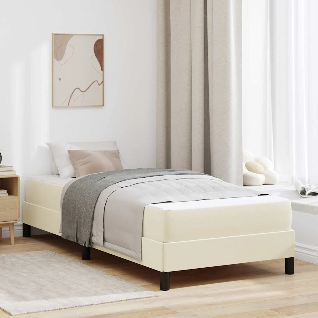 vidaXL Рамка за легло с матрак Крем 80 x 200 cm текстил