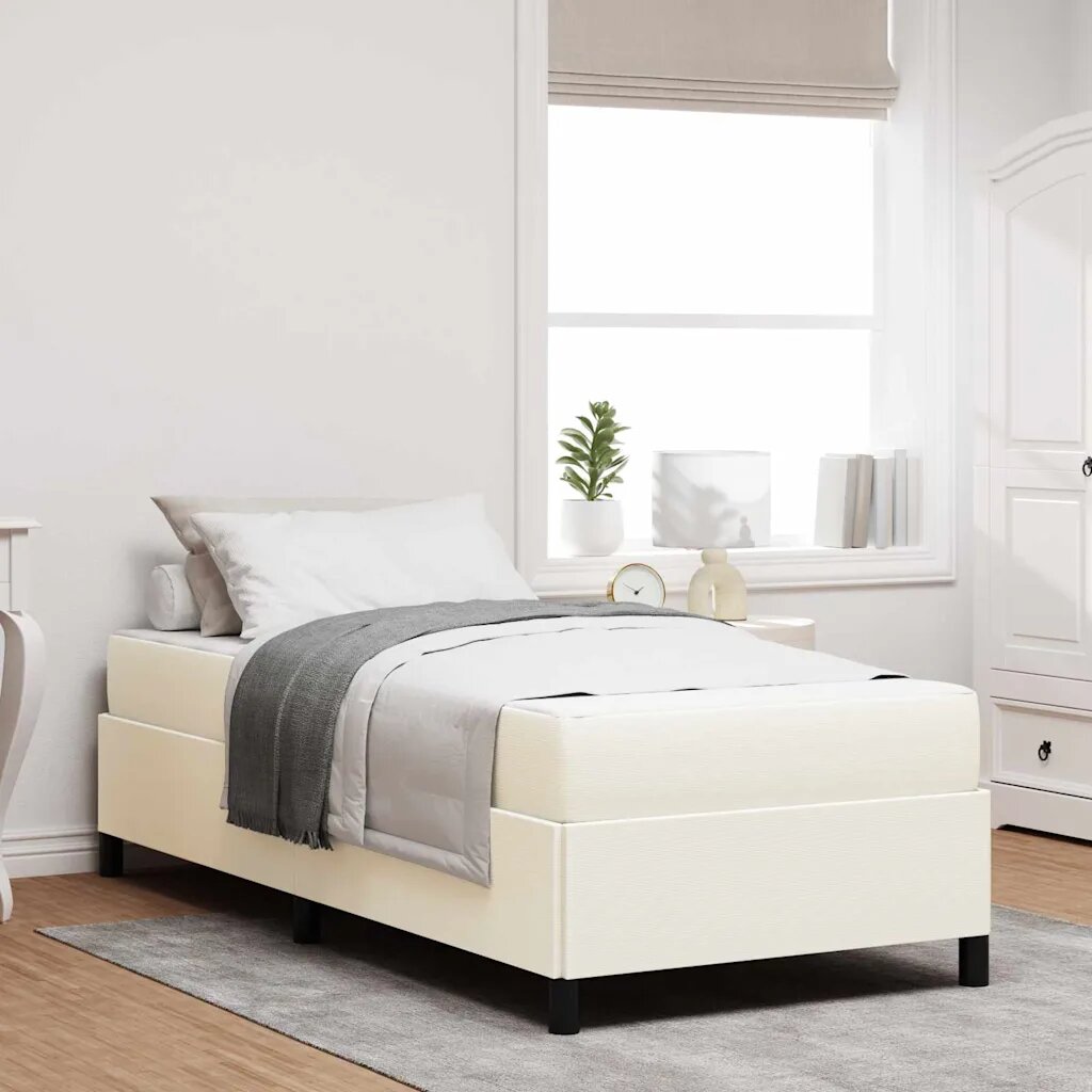 vidaXL Рамка за легло с матрак Крем 90 x 200 cm текстил