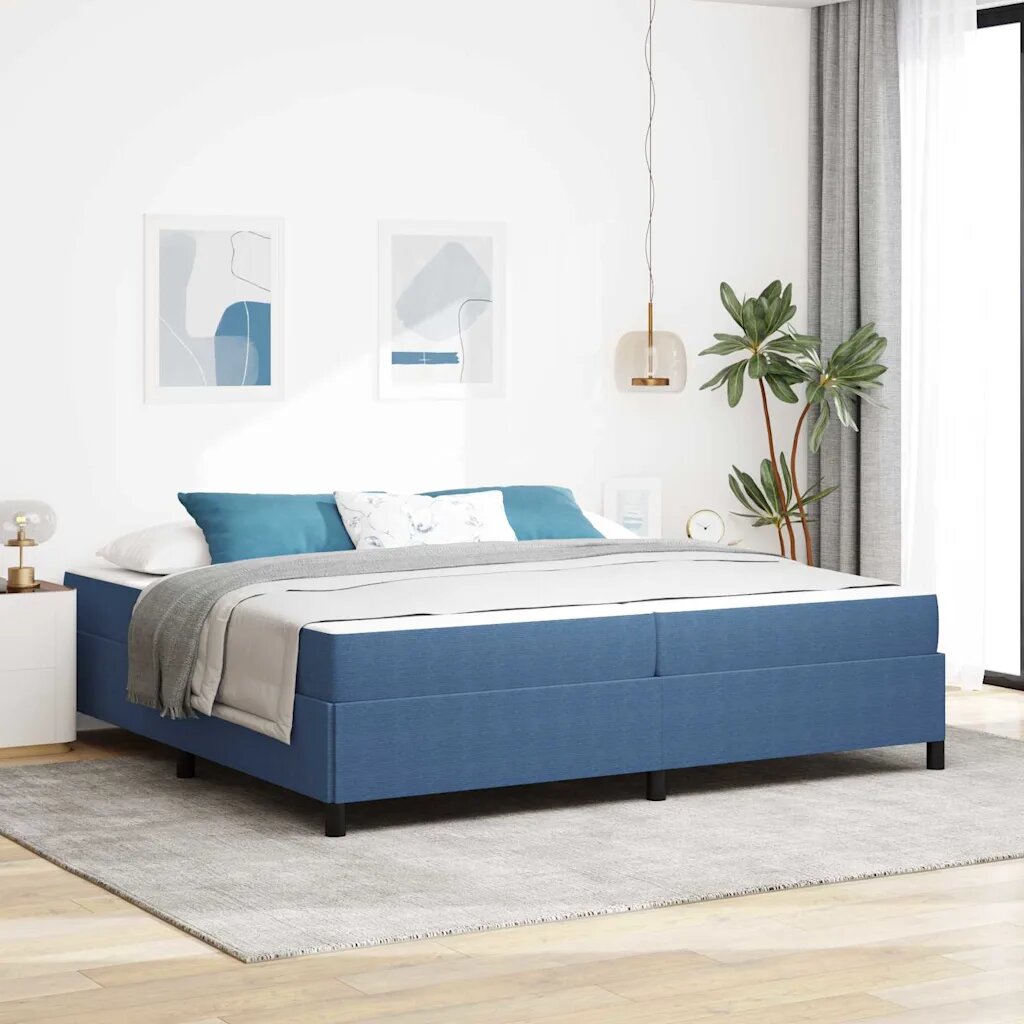 vidaXL Рамка за легло с матрак Синьо 200 x 200 cm текстил
