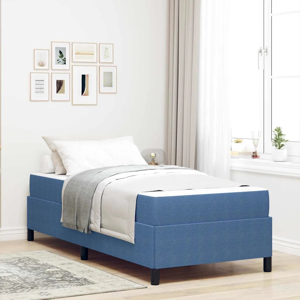 vidaXL Рамка за легло с матрак Синьо 90 x 190 cm текстил