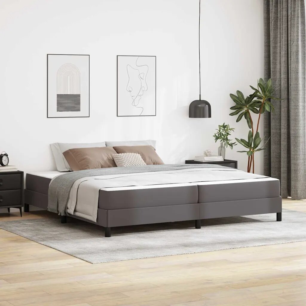 vidaXL Рамка за легло с матрак Сив 200 x 200 cm текстил