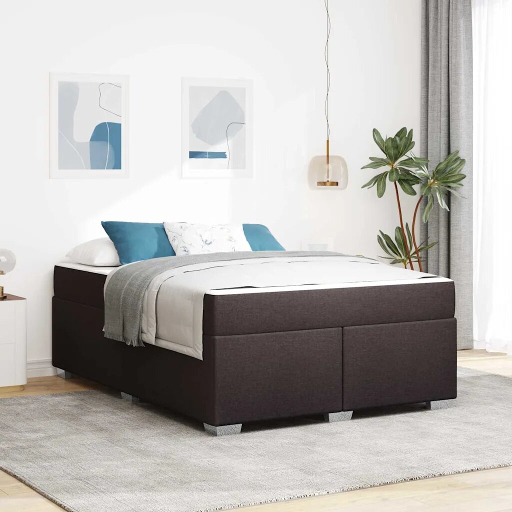 vidaXL Рамка за легло с матрак Тъмен кафяв 140 x 200 cm текстил