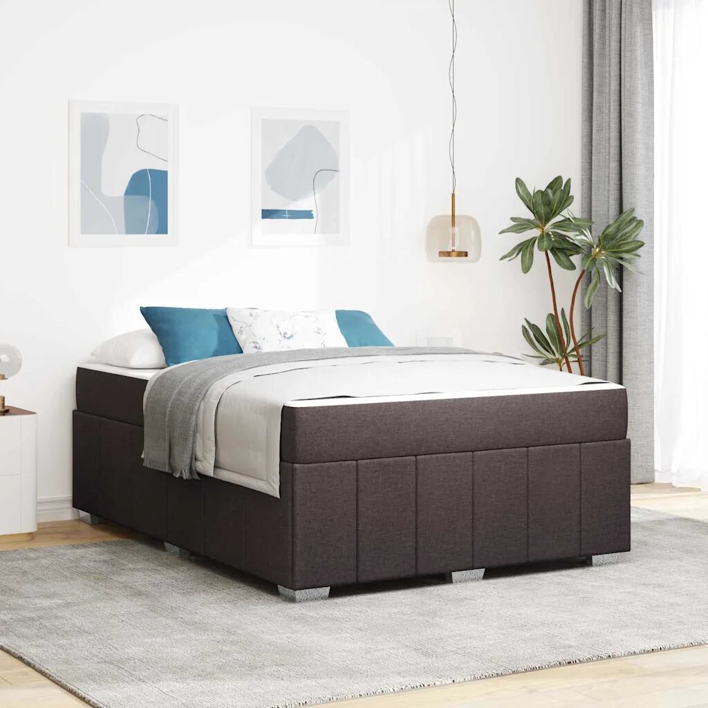 vidaXL Рамка за легло с матрак Тъмен кафяв 160 x 200 cm текстил