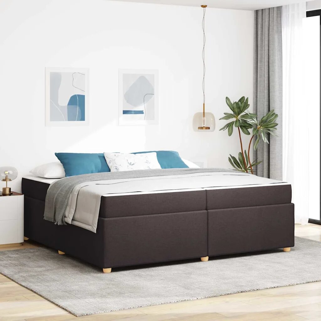 vidaXL Рамка за легло с матрак Тъмен кафяв 200 x 200 cm текстил