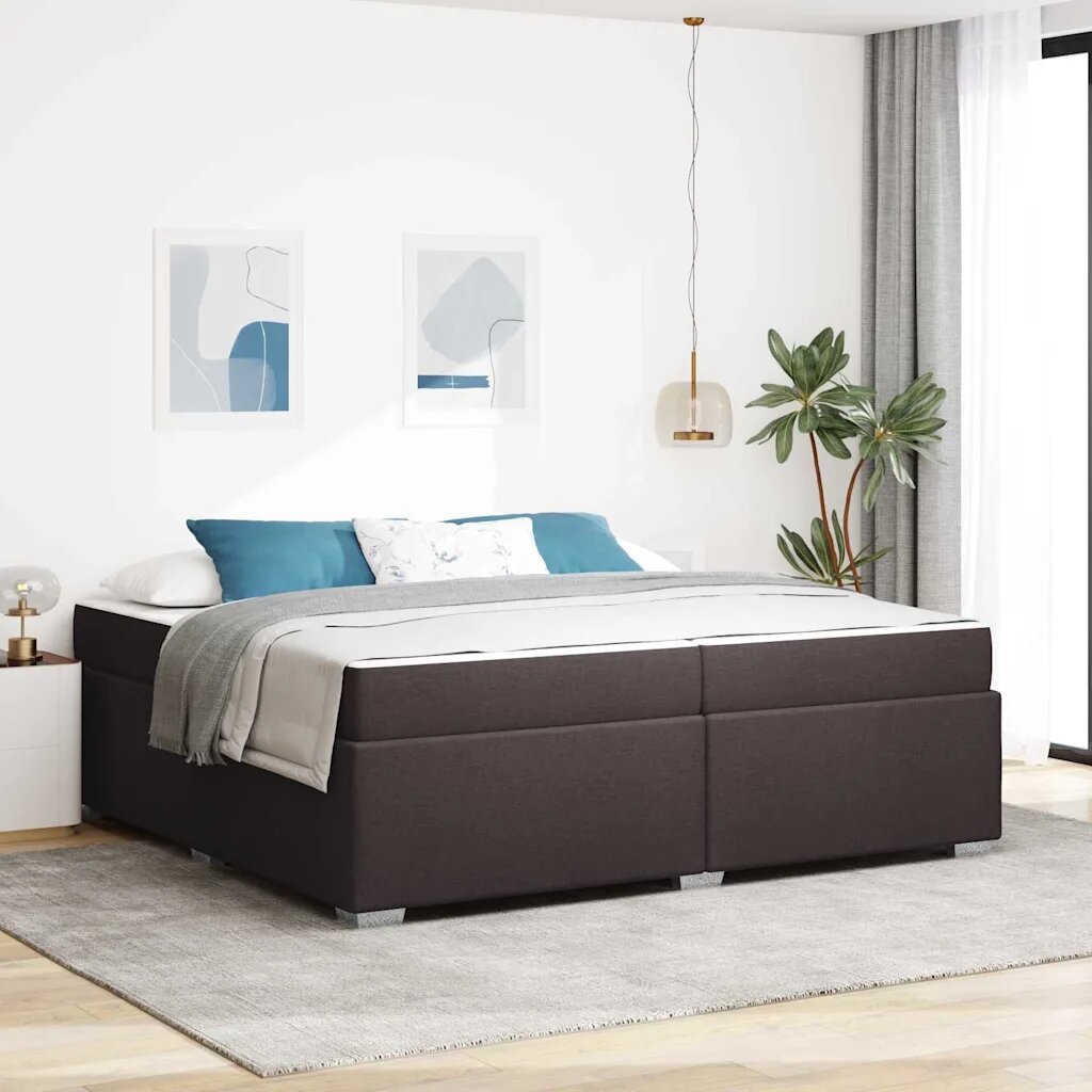 vidaXL Рамка за легло с матрак Тъмен кафяв 200 x 200 cm текстил