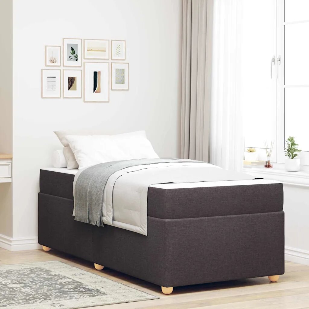 vidaXL Рамка за легло с матрак Тъмен кафяв 80 x 200 cm текстил