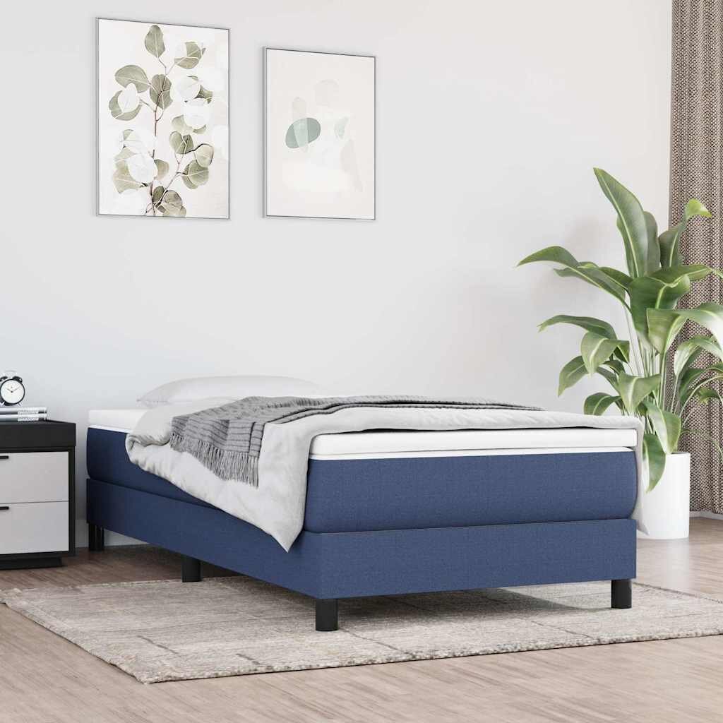 vidaXL Рамка за легло с пружини Синьо 90x200 см плат