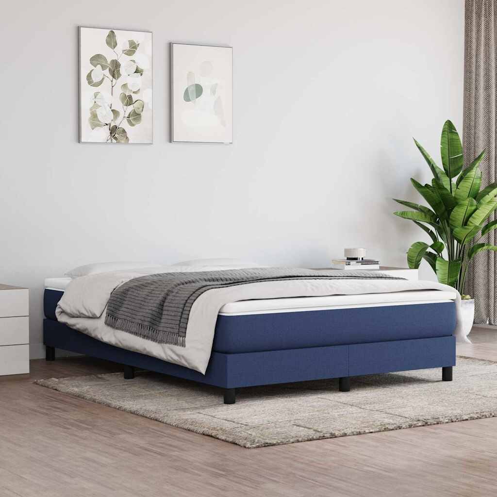vidaXL Рамка за легло с пружини синя 140x200 см плат