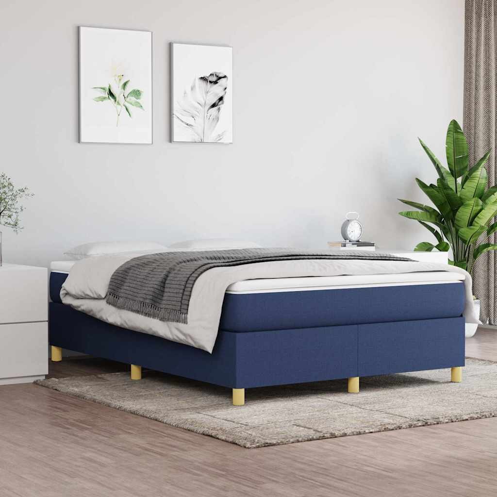 vidaXL Рамка за легло с пружини синя 140x200 см плат