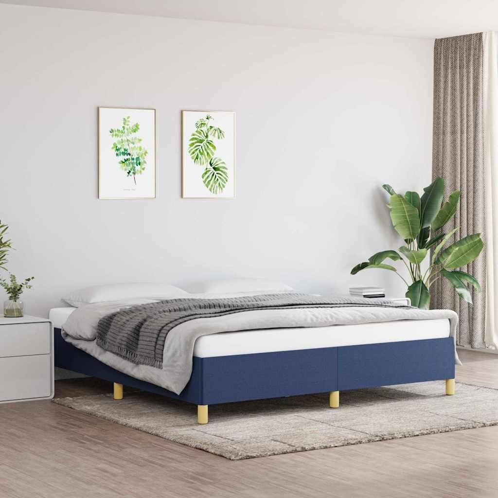 vidaXL Рамка за легло с пружини синя 160x200 см плат