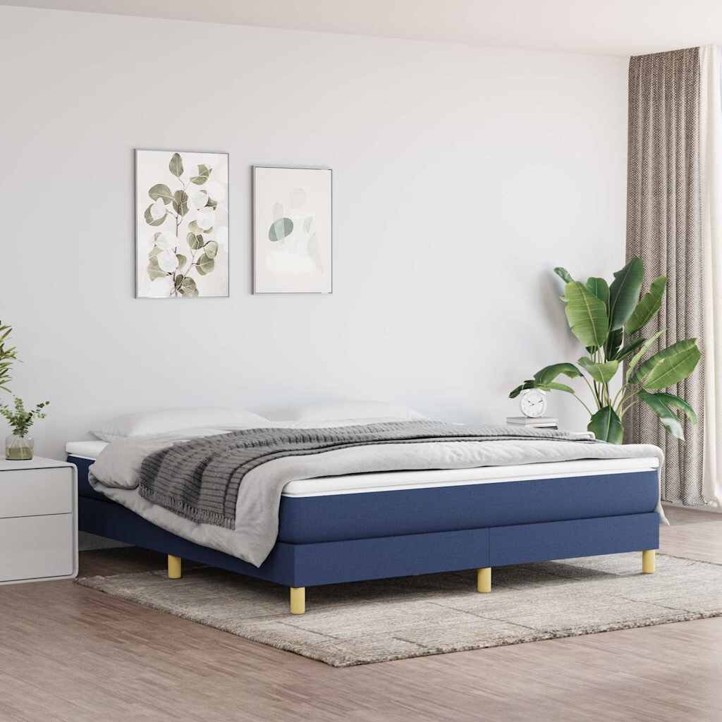 vidaXL Рамка за легло с пружини синя 180x200 см плат
