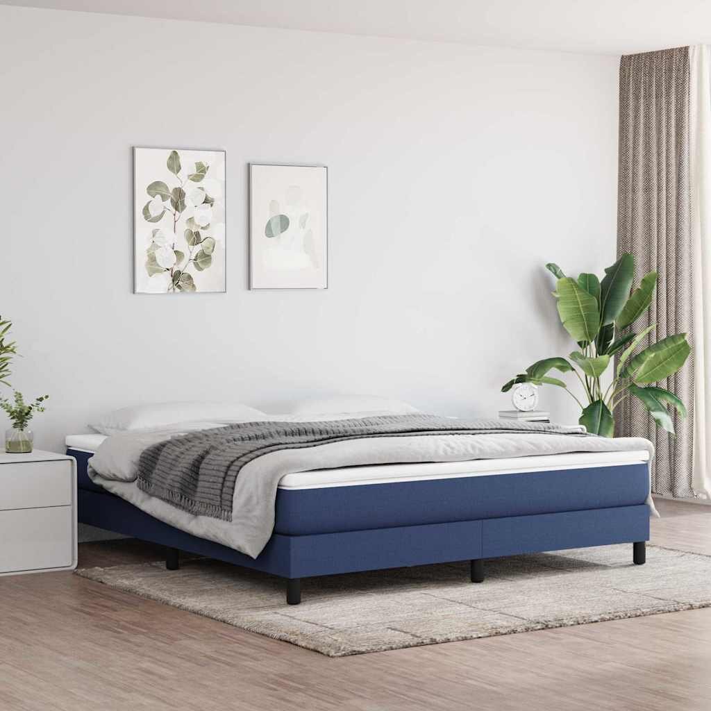 vidaXL Рамка за легло с пружини синя 180x200 см плат