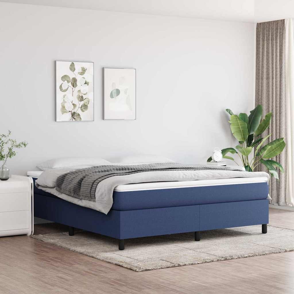 vidaXL Рамка за легло с пружини синя 180x200 см плат