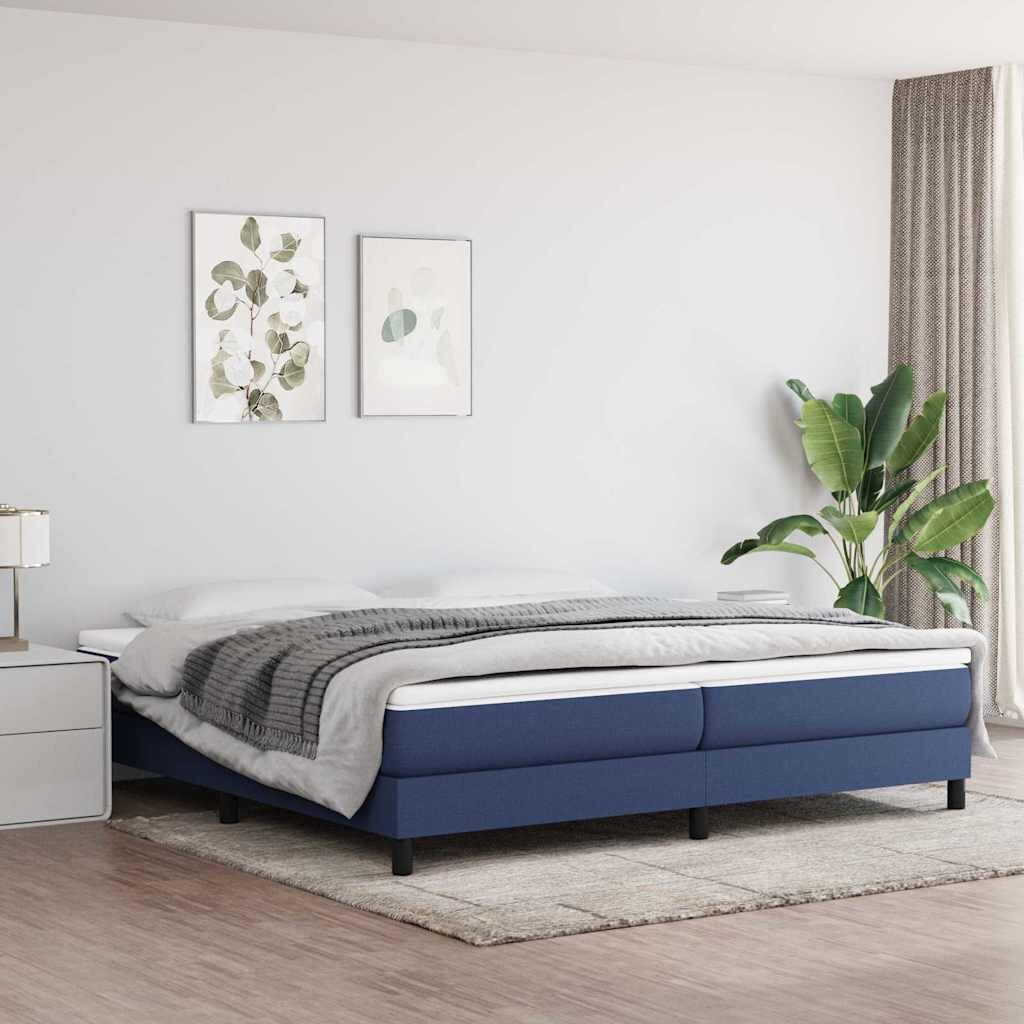 vidaXL Рамка за легло с пружини синя 200x200 см плат