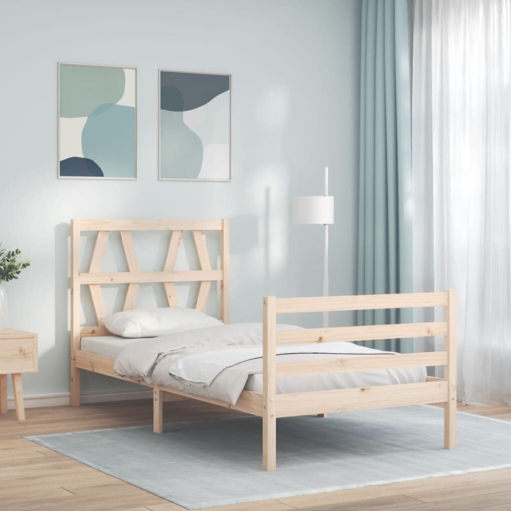 vidaXL Рамка за легло с табла 100x200 см масивно дърво