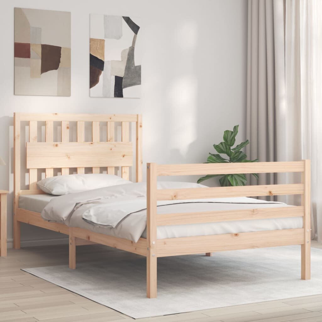 vidaXL Рамка за легло с табла 100x200 см масивно дърво