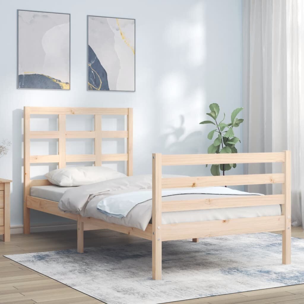 vidaXL Рамка за легло с табла 90x200 см масивно дърво