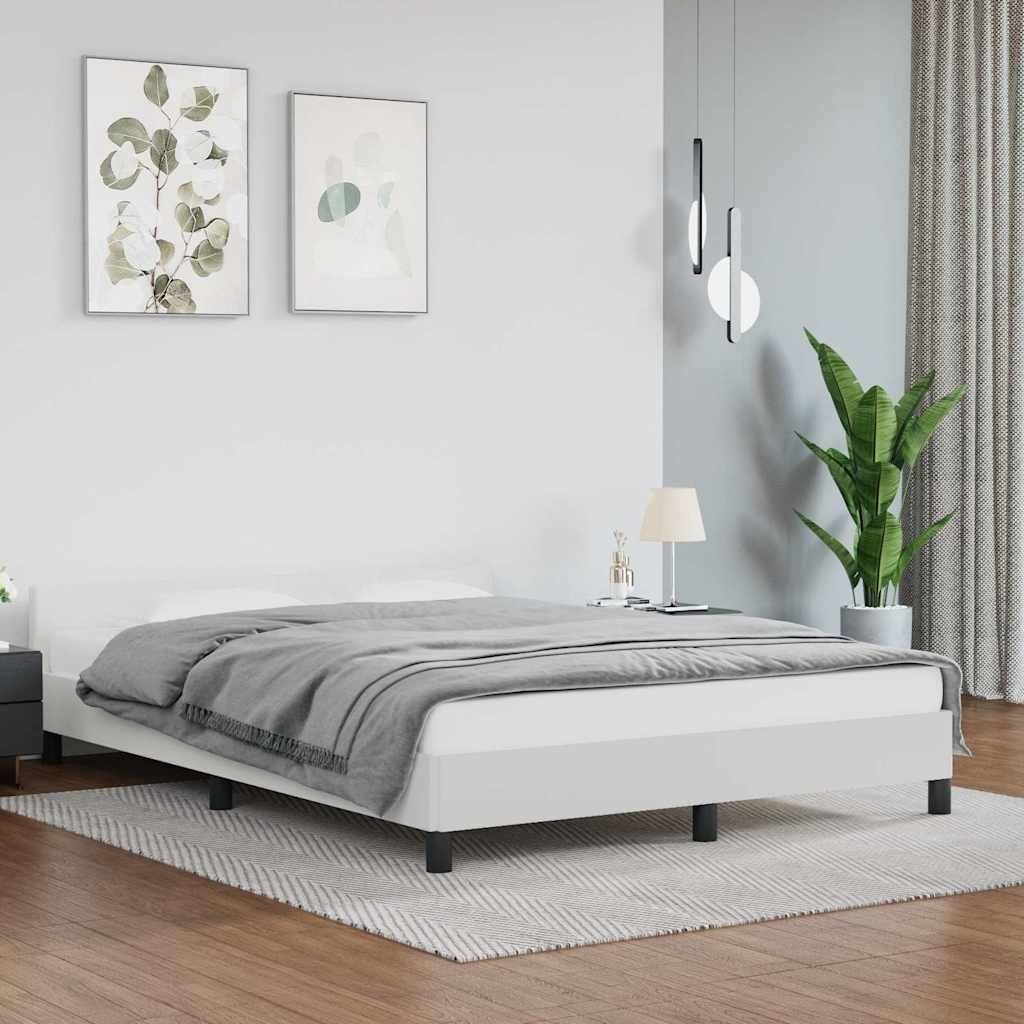 vidaXL Рамка за легло с табла без матрак бяла 140x200 см