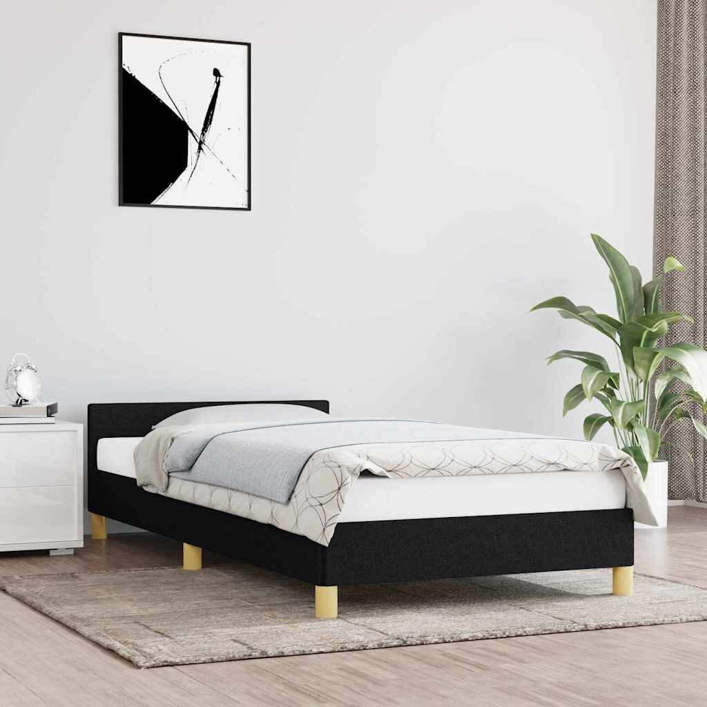 vidaXL Рамка за легло с табла без матрак черна 90x200 см плат