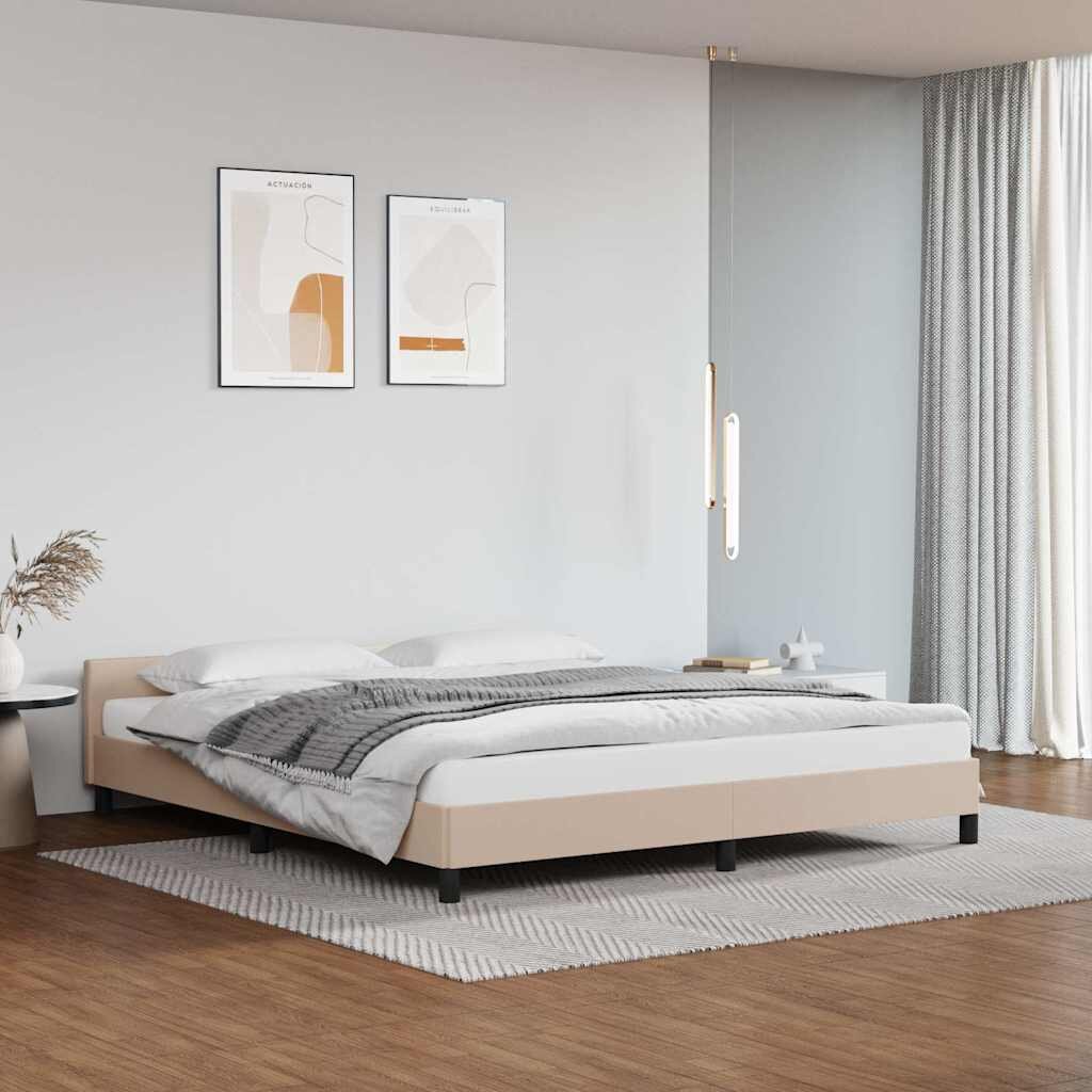 vidaXL Рамка за легло с табла без матрак капучино 180x200 см