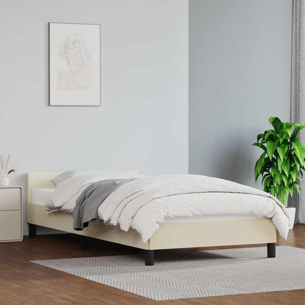 vidaXL Рамка за легло с табла без матрак кремава 90x200 см