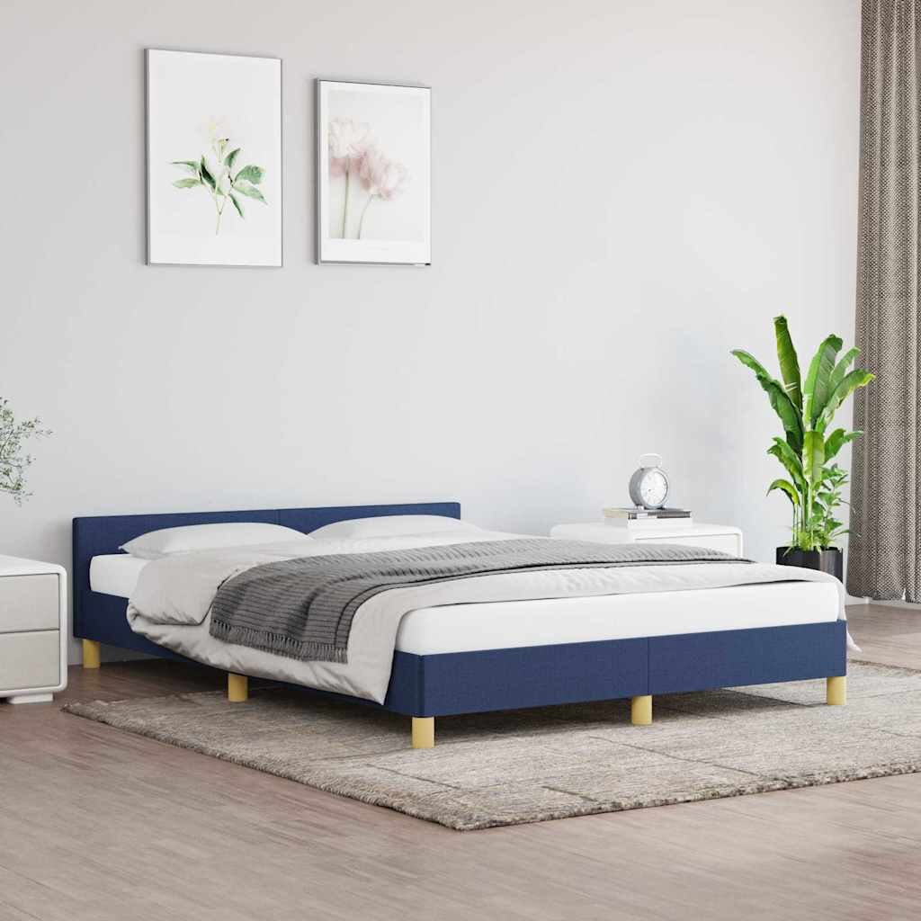 vidaXL Рамка за легло с табла без матрак синя 140x200 см плат