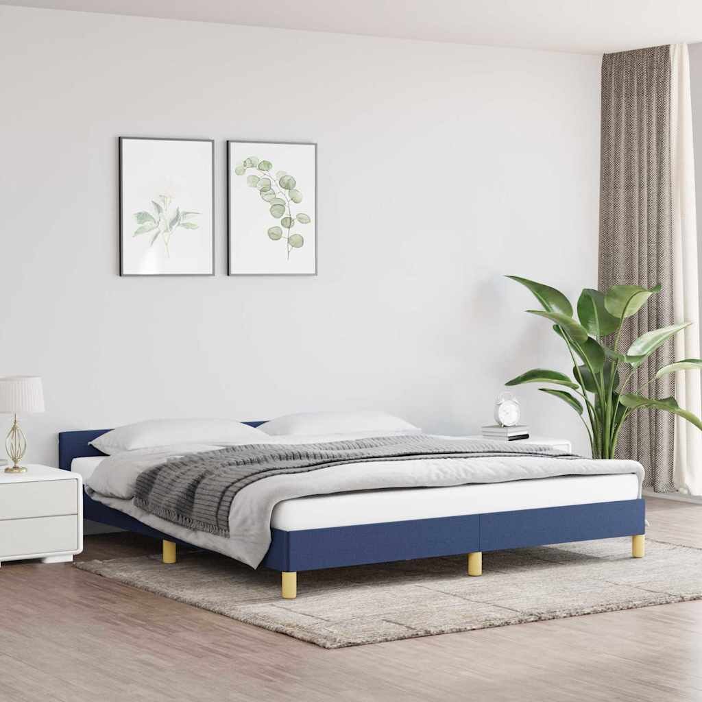 vidaXL Рамка за легло с табла без матрак синя 160x200 см плат