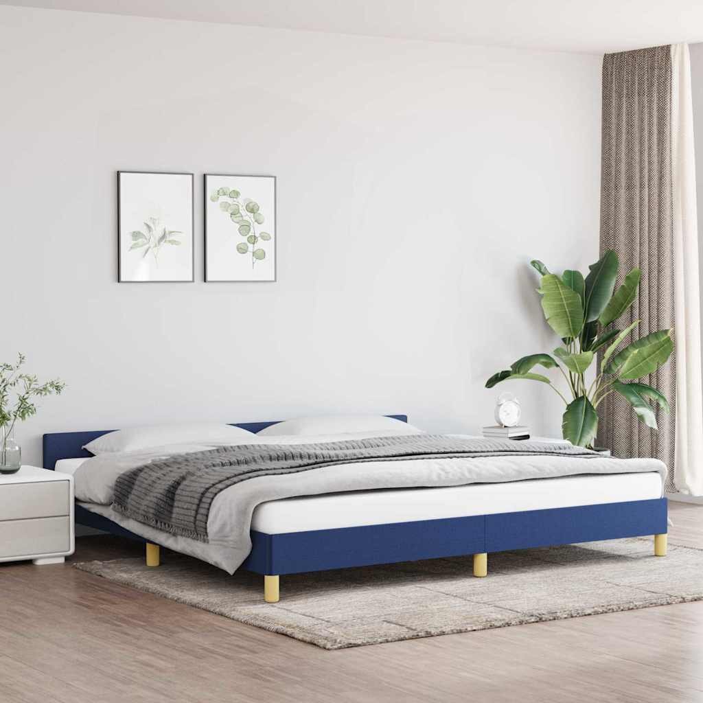 vidaXL Рамка за легло с табла без матрак синя 200x200 см плат