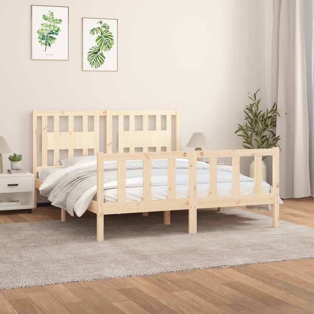 vidaXL Рамка за легло с табла бор масив 160x200 см