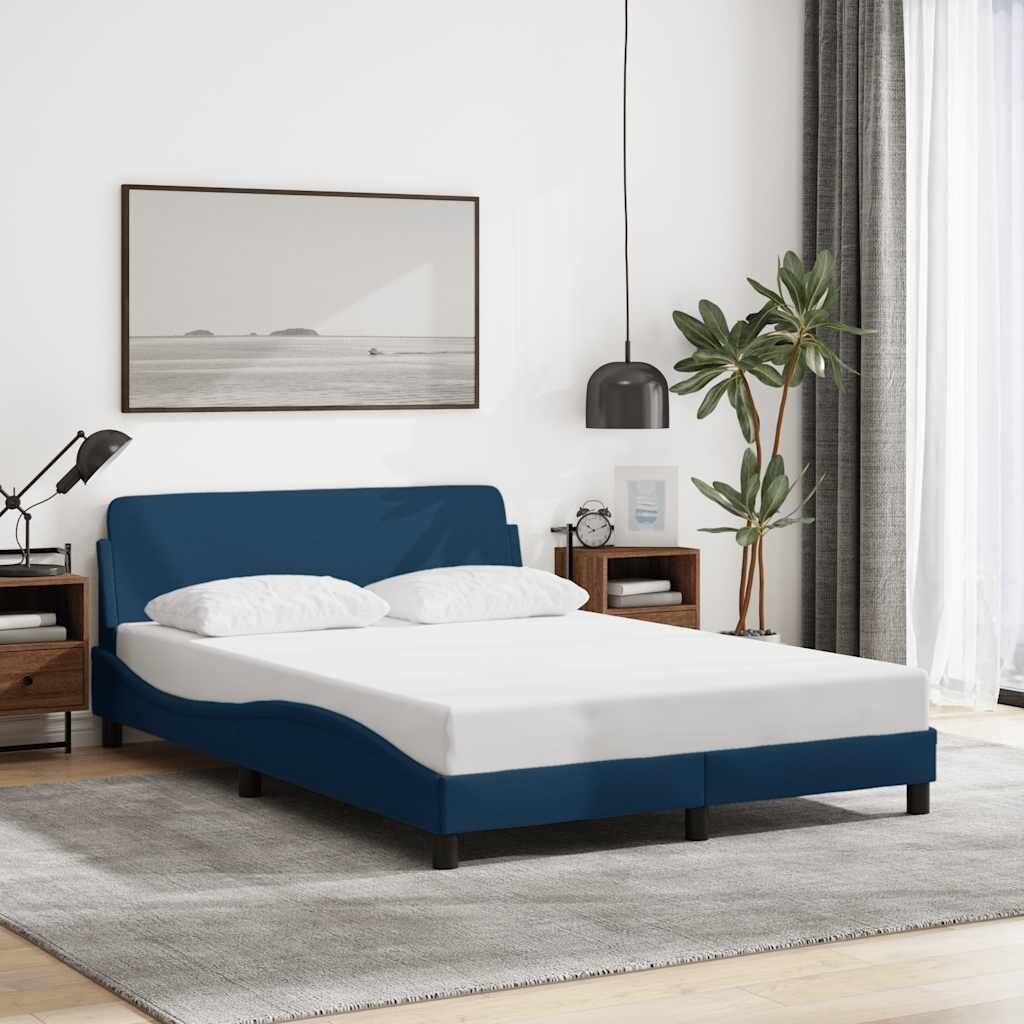 vidaXL Рамка за легло с табла Dover синя 140x190 см плат