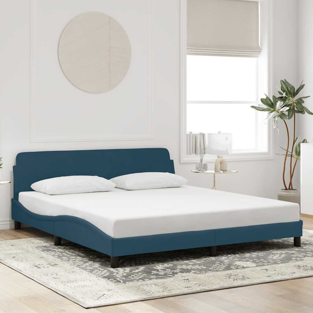 vidaXL Рамка за легло с табла Dover синя 180x200 см кадифе