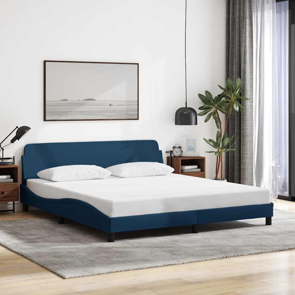 vidaXL Рамка за легло с табла Dover синя 180x200 см плат