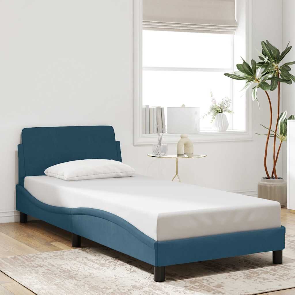 vidaXL Рамка за легло с табла Dover синя 80x200 см кадифе